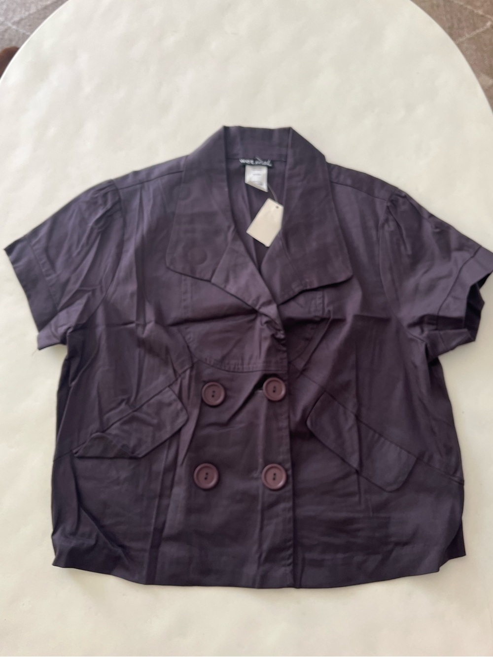 NWT Wet Seal Vintage Black Double Breasted Collar Whimsygoth Dark Academia Top L